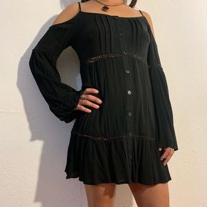 Black bell sleeved dress